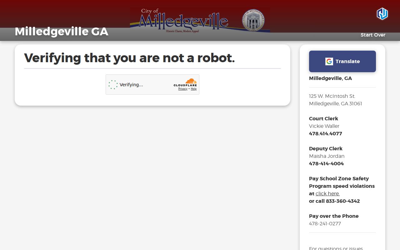 Milledgeville citation payment gate rather than criminal case search