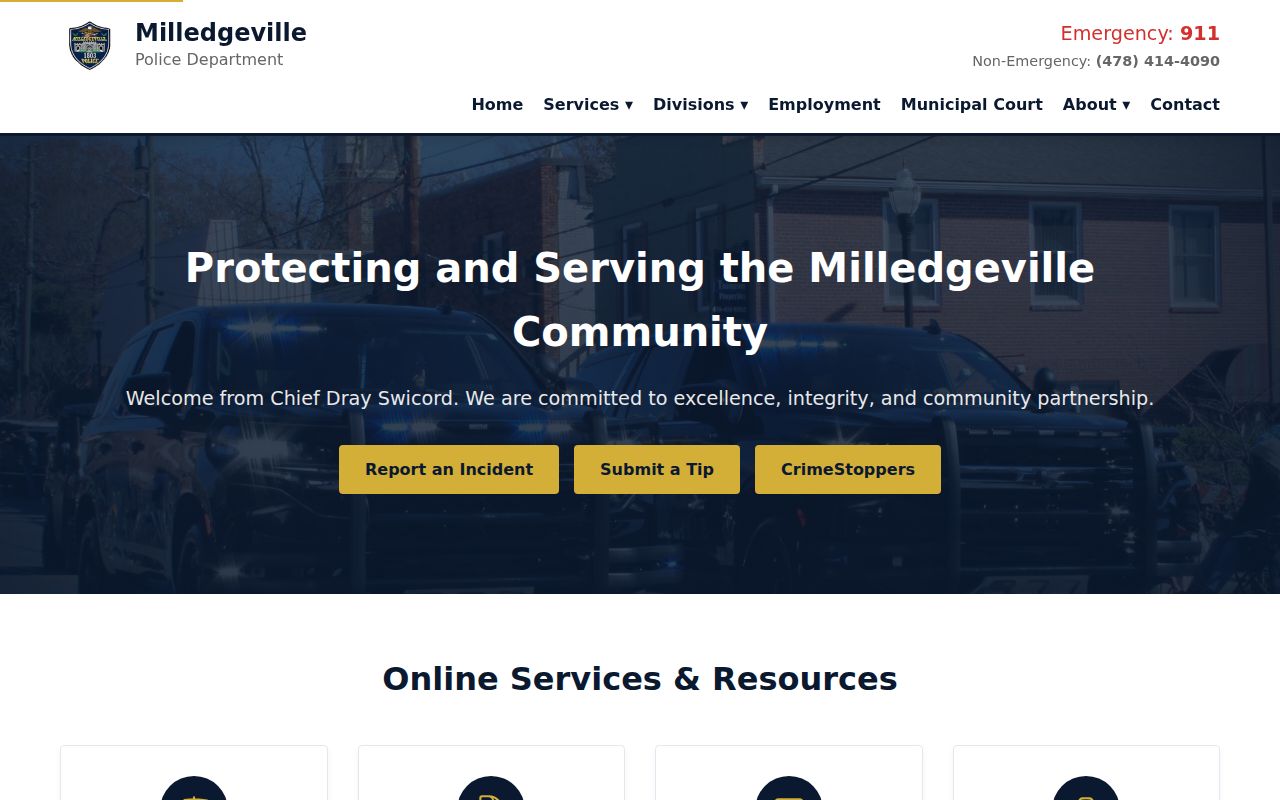 Milledgeville Police Department source for city criminal records