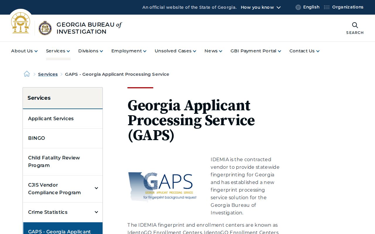 Baldwin County criminal history GAPS fingerprint explanation